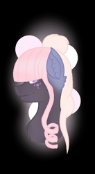 Size: 470x856 | Tagged: safe, artist:aonairfaol, derpibooru import, oc, oc only, earth pony, pony, black background, bust, ear fluff, ears, earth pony oc, simple background, solo