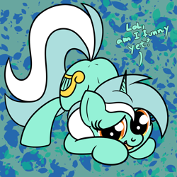 Size: 2000x2000 | Tagged: safe, artist:dafiltafish, derpibooru import, lyra heartstrings, pony, unicorn, ass up, cute, face down ass up, jacko challenge, lyrabetes, meme, solo, text