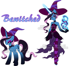 Size: 2567x2336 | Tagged: safe, artist:sakuyamon, derpibooru import, oc, oc only, human, pony, equestria girls, choker, duo, glowing hands, hat, horn, horned humanization, humanized, simple background, smiling, transparent background, watermark, witch, witch hat