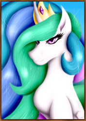 Size: 4093x5787 | Tagged: safe, artist:thebenalpha, derpibooru import, princess celestia, alicorn, bust, crown, jewelry, portrait, practice, regalia, simple background