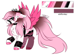 Size: 765x575 | Tagged: safe, artist:inspiredpixels, derpibooru import, oc, oc only, pony, adoptable, chest fluff, coat markings, colored hooves, ears, female, floppy ears, mare, ponytail, raised hoof, raised leg, simple background, solo, spread wings, transparent background, wings