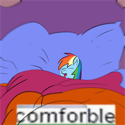 Size: 4000x4000 | Tagged: safe, artist:anonymous, derpibooru import, rainbow dash, pegasus, pony, bed, comfortable, comfy, drawthread, eyes closed, meme, open mouth, ponified, ponified meme, requested art, sleeping, solo