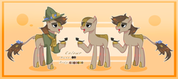 Size: 3428x1524 | Tagged: safe, artist:moonnightshadow-mlp, derpibooru import, oc, kirin, bald, clothes, male, pipe, reference sheet, solo