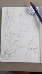 Size: 1836x3264 | Tagged: safe, artist:artfestation, derpibooru import, oc, oc only, pony, unicorn, bust, face down ass up, female, horn, lineart, mare, one eye closed, smiling, traditional art, unicorn oc, wink