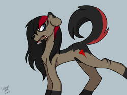 Size: 2048x1536 | Tagged: safe, artist:revenge.cats, derpibooru import, dog, dog pony, hybrid, mouse, pony, bert mccracken, blood, carnivore, dog ears, eating, ponified, solo, the used