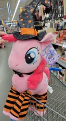 Size: 485x888 | Tagged: safe, derpibooru import, pinkie pie, earth pony, pony, spider, g4, choker, clothes, costume, cute, diapinkes, female, halloween, hat, holiday, irl, my little pony logo, photo, plushie, price tag, shopping cart, socks, store, walmart, witch hat