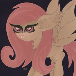 Size: 2048x2048 | Tagged: safe, artist:lynnpone, derpibooru import, fluttershy, bat pony, bat ponified, bat wings, fangs, female, flutterbat, heart eyes, race swap, solo, species swap, wingding eyes, wings