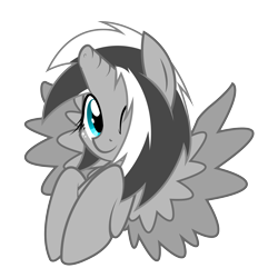 Size: 2388x2388 | Tagged: safe, artist:srmario, derpibooru import, oc, oc:doctiry, alicorn, pony, alicorn oc, broken horn, bust, female, freckles, heart, horn, mare, one eye closed, simple background, smiling, solo, transparent background, wings, wink