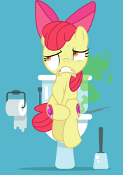 Size: 1220x1737 | Tagged: safe, edit, apple bloom, pony, bathroom, fart, fart cloud, female, implied diarrhea, implied farting, implied pooping, onomatopoeia, potty time, sitting on toilet, sound effects, straining, toilet, toilet paper, vector, vector edit