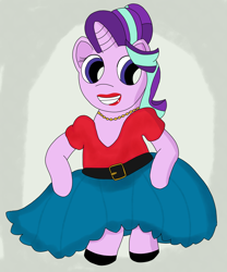 Size: 5036x6048 | Tagged: safe, derpibooru import, starlight glimmer, pony, unicorn, 1950s, belt, belt buckle, bipedal, clothes, dress, female, lipstick, mare, solo