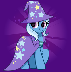 Size: 4559x4607 | Tagged: safe, artist:kittyrosie, derpibooru import, trixie, pony, unicorn, cape, clothes, hat, raised hoof, raised leg, solo, starry eyes, trixie's cape, trixie's hat, wingding eyes