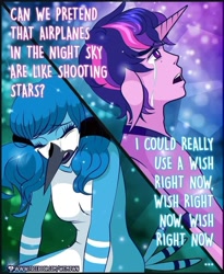 Size: 720x877 | Tagged: artist needed, safe, derpibooru import, dusk shine, twilight sparkle, anthro, bird, blue jay, pony, unicorn, aeroplanes and meteor showers, airplanes (song), crossover, crossover shipping, crying, female, male, mare, meme, mordecai, mordetwi, nightmare fuel, not salmon, r63 shipping, redraw mordetwi meme, regular show, rule 63, shipping, song reference, straight, wat, wtf