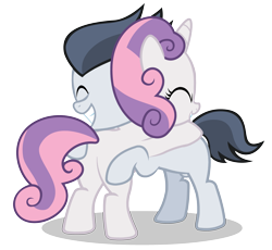 Size: 3007x2762 | Tagged: safe, artist:lunaticdawn, derpibooru import, rumble, sweetie belle, pegasus, pony, unicorn, colt, cute, eyes closed, female, filly, hug, male, rumbelle, shipping, simple background, straight, transparent background