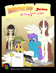 Size: 3301x4271 | Tagged: safe, artist:kyoshyu, derpibooru import, daring do, wild fire, oc, oc:fausticorn, alicorn, pegasus, pony