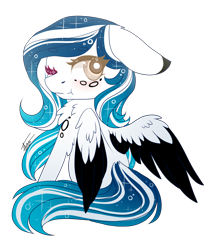 Size: 1500x1725 | Tagged: safe, artist:inspiredpixels, derpibooru import, oc, oc only, oc:marie pixel, pegasus, pony, blushing, chibi, ears, female, floppy ears, heterochromia, looking at you, looking back, looking back at you, mare, simple background, sitting, transparent background