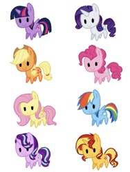 Size: 1500x1999 | Tagged: safe, artist:horizon, derpibooru import, applejack, fluttershy, pinkie pie, rainbow dash, rarity, starlight glimmer, sunset shimmer, twilight sparkle, twilight sparkle (alicorn), alicorn, earth pony, pegasus, pony, unicorn, applejack's hat, clothes, cowboy hat, cute, hat, mane six, simple background, white background