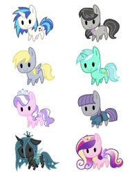 Size: 1500x1999 | Tagged: safe, artist:horizon, derpibooru import, derpy hooves, diamond tiara, dj pon-3, lyra heartstrings, maud pie, octavia melody, princess cadance, queen chrysalis, vinyl scratch, pony, cute