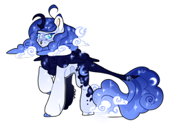 Size: 2200x1600 | Tagged: safe, artist:x-vintage--owl-x, derpibooru import, oc, hybrid, ethereal mane, magical lesbian spawn, offspring, parent:autumn blaze, parent:princess luna, simple background, solo, transparent background