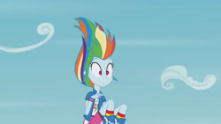 Size: 3410x1920 | Tagged: safe, derpibooru import, screencap, rainbow dash, equestria girls, friendship games, pinkie spy (short), boots, clothes, cutie mark, cutie mark on clothes, female, high res, shoes, sky, solo