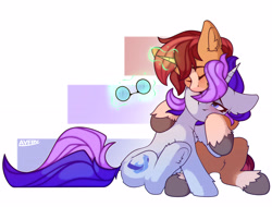 Size: 3961x3017 | Tagged: safe, artist:avery-valentine, derpibooru import, pony, unicorn, hug, magic, romance, romantic