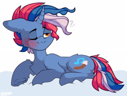 Size: 3961x3017 | Tagged: safe, artist:avery-valentine, derpibooru import, pony, unicorn, awakening, sitting