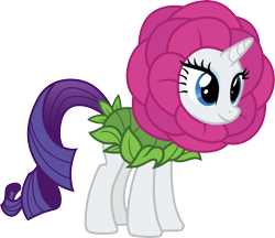 Size: 3466x3000 | Tagged: safe, alternate version, artist:cloudyglow, derpibooru import, rarity, pony, unicorn, forever filly, clothes, costume, female, flower costume, mare, simple background, solo, transparent background, vector