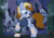 Size: 1294x912 | Tagged: safe, artist:anonymous, oc, oc only, oc:littlepip, pony, unicorn, fallout equestria, castle of the royal pony sisters, clothes, dock, female, fusing fingers, gritted teeth, human to pony, mare, pipbuck, show accurate, solo, species swap, transformation, vault suit, worried