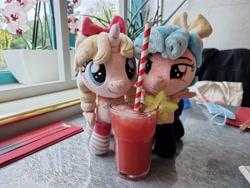 Size: 4032x3024 | Tagged: safe, artist:xeto_de, derpibooru import, cozy glow, oc, oc:lily allure, carambola, cocktail, drink, irl, photo, plushie, straw