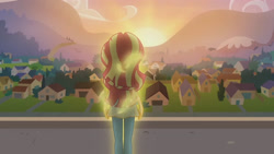 Size: 3410x1920 | Tagged: safe, derpibooru import, screencap, sunset shimmer, equestria girls, my past is not today, rainbow rocks, canterlot high, female, high res, solo, sun