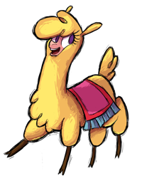 Size: 1482x1854 | Tagged: safe, artist:hitsuji, derpibooru import, paprika paca, alpaca, them's fightin' herds, carpet, cloven hooves, female, game accurate, looking up, simple background, smiling, solo, style emulation, transparent background