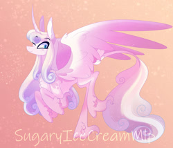 Size: 1280x1096 | Tagged: safe, artist:sugaryicecreammlp, derpibooru import, princess flurry heart, alicorn, pony, chest fluff, curved horn, horn, older, one eye closed, solo, sparkles, spread wings, unshorn fetlocks, wings, wink