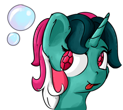 Size: 3172x2848 | Tagged: safe, artist:uteuk, derpibooru import, fizzy, twinkle eyed pony, unicorn, g1, :p, bubble, tongue, tongue out