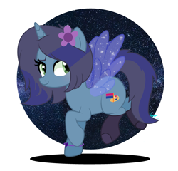 Size: 2713x2609 | Tagged: safe, artist:amicasecretuwu, derpibooru import, oc, oc:savannah london, alicorn, pegasus, pony, artificial wings, augmented, clothes, female, magic, magic wings, mare, socks, solo, wings