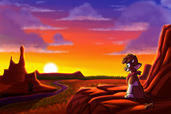 Size: 1800x1200 | Tagged: safe, artist:redahfuhrerking, derpibooru import, arizona cow, them's fightin' herds, desert, scenery, scenery porn, solo, sunrise