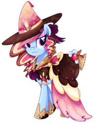 Size: 795x1005 | Tagged: safe, artist:khimi-chan, derpibooru import, oc, oc only, pony, unicorn, clothes, dress, female, hat, heart eyes, hoof shoes, horn, horn ring, mare, ring, simple background, solo, transparent background, wingding eyes, witch hat