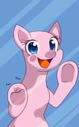 Size: 1200x1920 | Tagged: safe, artist:aonairfaol, derpibooru import, oc, oc only, earth pony, pony, :d, against glass, bald, base, earth pony oc, eyelashes, glass, open mouth, open smile, smiling, solo, underhoof