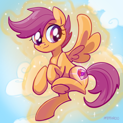 Size: 2048x2048 | Tagged: safe, artist:pfeffaroo, derpibooru import, scootaloo, pegasus, pony, female, filly, foal, solo