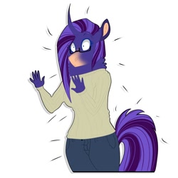 Size: 2000x2000 | Tagged: safe, artist:inisealga, derpibooru import, oc, oc only, anthro, unicorn, clothes, commission, curved horn, female, glasses, horn, jeans, mare, pants, sticker, sticker pack, sticker set, sweater