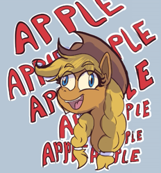 Size: 809x873 | Tagged: safe, artist:radicalweegee, derpibooru import, applejack, apple, derp, food