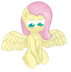 Size: 1652x1684 | Tagged: safe, artist:limitmj, derpibooru import, fluttershy, pegasus, pony, anatomically incorrect, blushing, chest fluff, incorrect leg anatomy, kneeling, looking down, simple background, white background