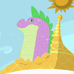 Size: 1000x1000 | Tagged: safe, derpibooru import, screencap, spike, dragon, the cutie mark chronicles, boi, canterlot, cropped, cutie mark chronicles spike, meme