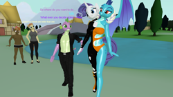 Size: 1920x1080 | Tagged: safe, artist:reaper2545, derpibooru import, button mash, princess ember, rarity, spike, oc, oc:cream heart, anthro, dragon, earth pony, plantigrade anthro, unicorn, 3d, bisexual, conjoined, female, fusion, lesbian, male, multiple heads, polyamory, shipping, source filmmaker, sparember, straight, two heads, we have become one