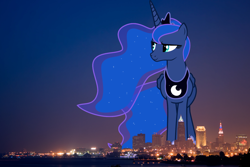 Size: 1800x1200 | Tagged: safe, artist:sakatagintoki117, derpibooru import, princess luna, alicorn, pony, cleveland, female, giant alicorn, giant pony, giantess, highrise ponies, irl, macro, mare, mega giant, mega luna, ohio, photo, ponies in real life