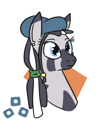 Size: 375x461 | Tagged: safe, artist:jargon scott, derpibooru import, oc, oc only, oc:carjack, zebra, bust, cap, female, hat, mare, simple background, white background, zebra oc