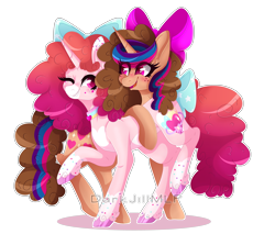 Size: 5967x5088 | Tagged: safe, artist:darkjillmlp123, derpibooru import, oc, oc only, oc:charleen, oc:sweet hearts, pony, bow, female, hair bow, mare, simple background, tail bow, transparent background