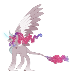 Size: 2460x2508 | Tagged: safe, artist:pokaparida, derpibooru import, oc, alicorn, pony, colored wings, female, magical lesbian spawn, mare, multicolored wings, offspring, parent:princess cadance, parent:princess luna, simple background, solo, transparent background, wings