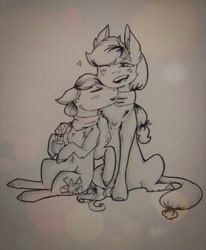 Size: 548x666 | Tagged: safe, artist:artfestation, derpibooru import, applejack, coloratura, earth pony, pony, unicorn, blushing, clothes, female, lesbian, lineart, nuzzling, rarajack, scarf, shipping, traditional art