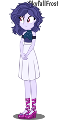 Size: 1096x2222 | Tagged: safe, artist:skyfallfrost, derpibooru import, oc, oc:moonlight, equestria girls, clothes, shirt, simple background, skirt, solo, white background