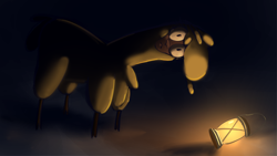 Size: 2614x1471 | Tagged: safe, artist:hitsuji, derpibooru import, paprika paca, alpaca, them's fightin' herds, blank stare, creepy, lantern, looking at you, solo