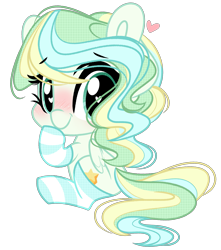 Size: 2269x2563 | Tagged: safe, artist:emberslament, derpibooru import, vapor trail, pegasus, pony, blushing, chibi, clothes, cute, female, heart eyes, looking back, mare, simple background, sitting, socks, solo, striped socks, transparent background, vaporbetes, wingding eyes